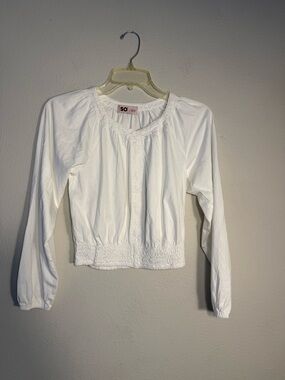 SO® Girls Crochet Trim Smocked Crop Top 10-12 boho minimalist costal